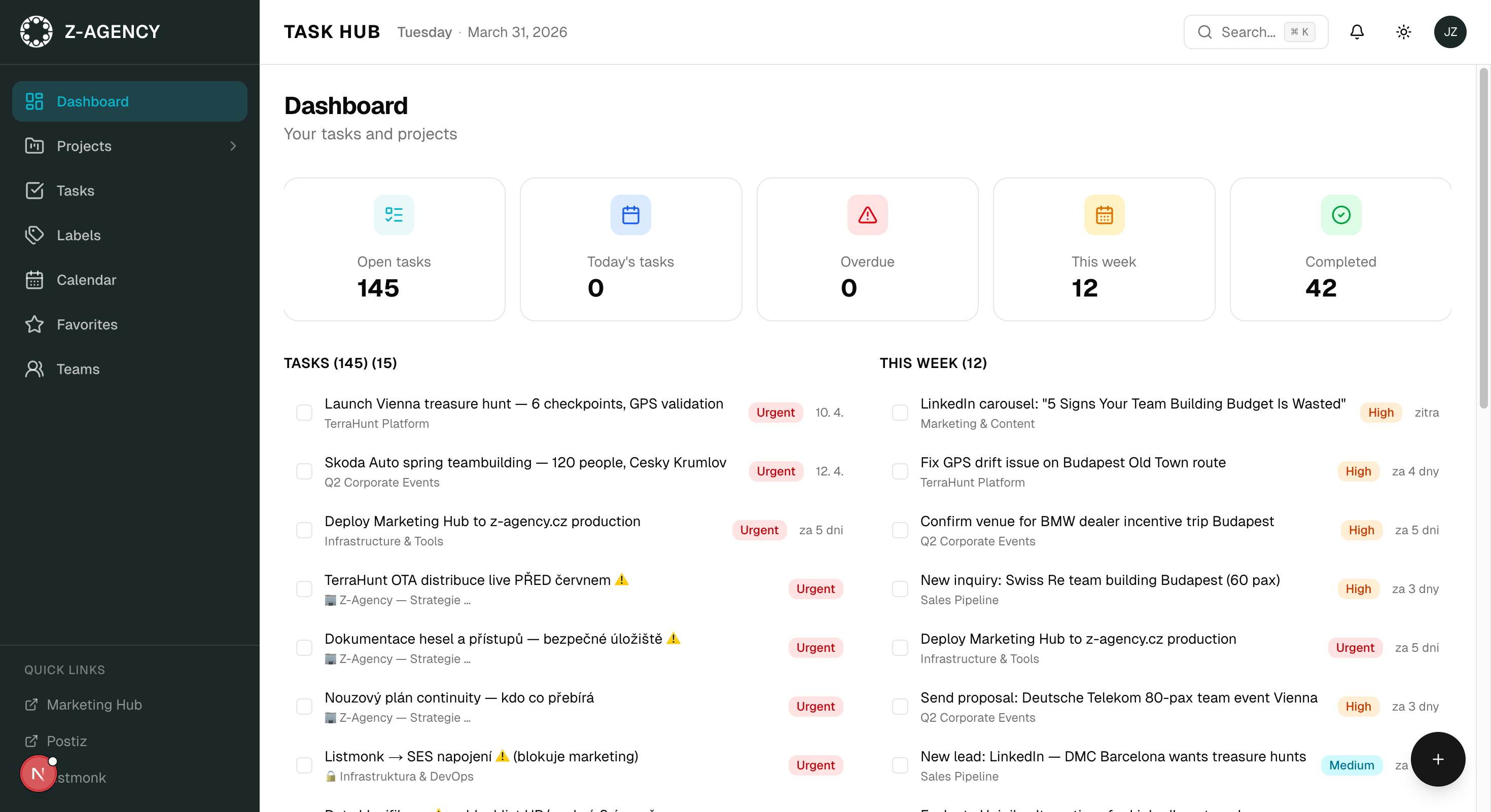 Task Hub - Internal project and task management platform